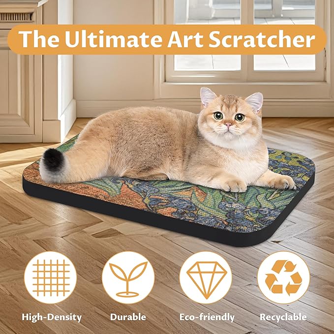 2 Pack Cat Wall Scratcher, Art Cat Scratching Board for Cats | Wall Mounted Cat Scratch Pad, Water-Based Ink, Hook&Loop Strips, Floor or Wall Use, 16.7x11x1 Inch, Series 1 - Image 4