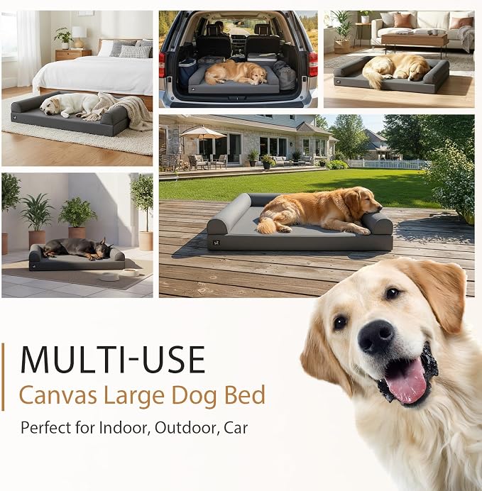 Sytopia 42in Dog Beds for Large Sized Dogs,XL Orthopedic Pet Bed with Removable Washable Cover, Waterproof Egg Crate Foam, Non-Slip Bottom, Supports up to 100+ lbs for Old Pet, Dark Gray - Image 9