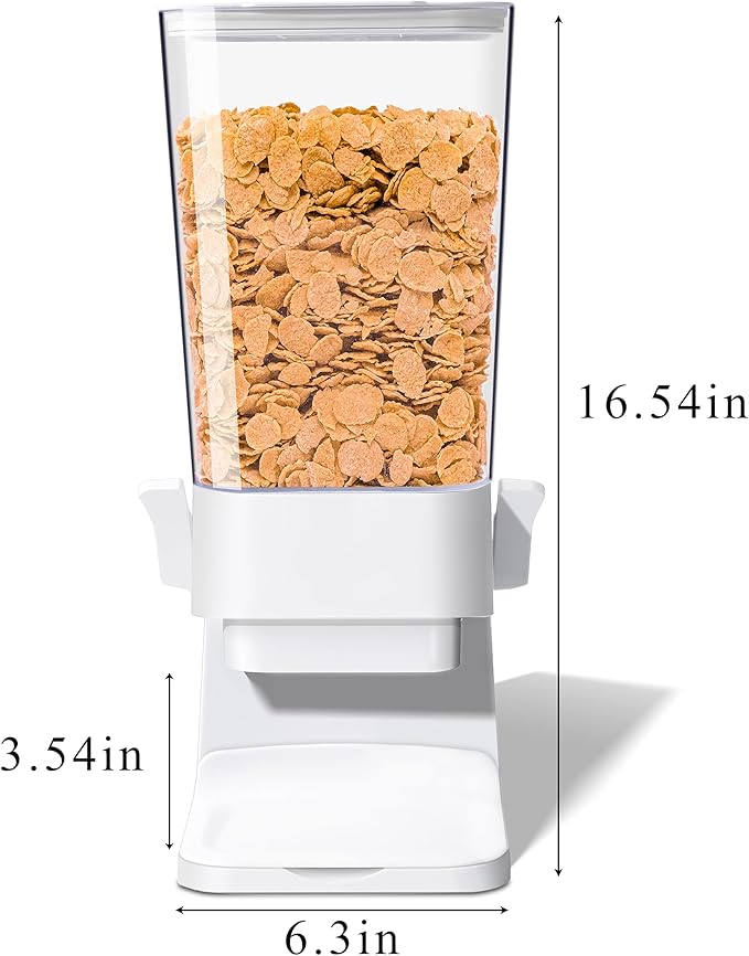 Cereal Dispenser Countertop, 5L Cereal Containers Storage Dispenser for Pantry, Large Dry Food Cereal Dispenser, Not Easy to Crush Cereal, Can Hold Oatmeal, Candy, Snack, Grain, Pet Food (White, 3Pc) - Image 6