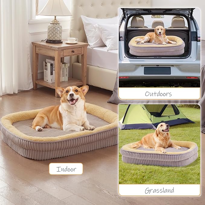 Orthopedic Dog Bed for Medium Dogs Breeds, High Density Egg Crate Foam Dog Sofa Beds,Oval Kennel Bed, Pet Couch Bed with Four Sided Bolster, Removable Washable Cover& Non-Slip Bottom - Image 7