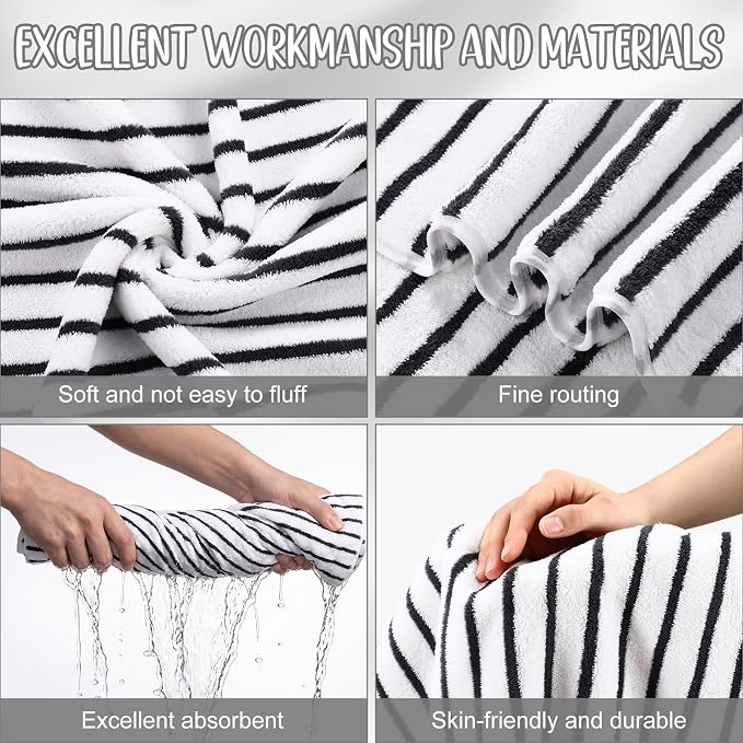 SmoothNovelty Pack Microfiber Bath Towels Bulk 27'' x 60'' Oversized Size Bath Towel Highly Absorbent Extra Large Soft Drying for Beach Shower Summer Salon Sport Gym Party (Stripes,Grey,16) - Image 3