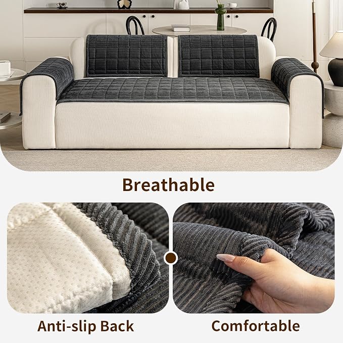 Couch Covers for Dogs Washable, 27.6"x70.9" Non Slip Couch Covers for Loveseat Sofa Pet Friendly, Soft Fuzzy Sofa Covers for Pet, Dog Couch Cover Furniture Protector(1PC,Dark Grey) - Image 4