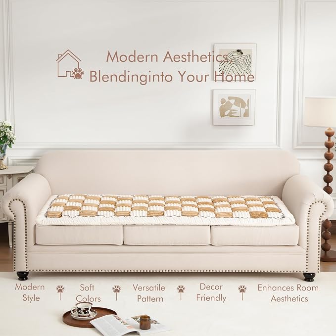 Couch Cover for Sofa, Sectional Couch Cover for Dogs, Sofa Cover Washable, Cushion Cover Blanket Pad Bed Mat for Pets, Fleece Furniture Protector, Camel, 27.6x70.9in - Image 7