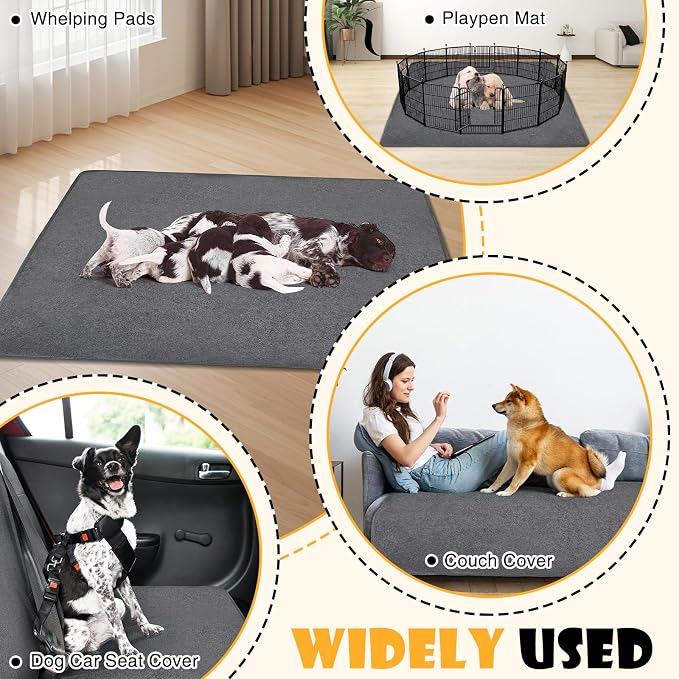 1 Pack Extra Large Washable Pee Pads for Dogs 72"x72" Reusable Dog Mat for Floor Non-Slip Waterproof Pee Pads for Dogs Fast Absorbent Pet Whelping Pads Puppy Playpen Mat for Incontinence, Housebreak - Image 8