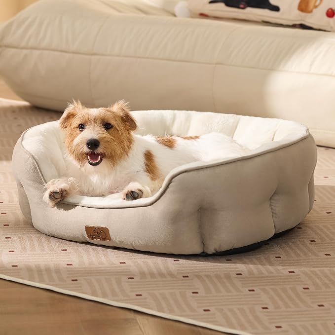 Bedsure Medium Dog Bed Washable,Large Cat Beds for Indoor Cats,28in Camel | Dog Bed Medium Size Dog, Round Pet Bed,Soft Plush Faux Fur, Removable Washable Cover, Anti-Slip Bottom,Easy to Clean - Image 5