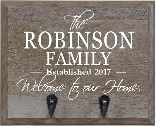 Rooms Organized Personalized Re-Engineered Family Name Barn Wood Decor Wall Mounted Coat Hat and Dog Leash Rack Storage with 2 Metal Hooks 10" w x 8" h 4.25" deep by LifeSongMilestones