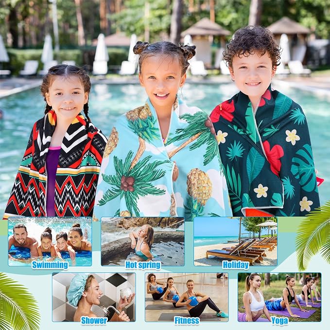 12 Pcs Oversized Microfiber Beach Towels Set 30 x 60 Extra Large Fiber Swim Pool Towel Absorbent Bath Blanket for Travel Vacation Accessories Gift Spa Soft Lightweight(Hawaii) - Image 6