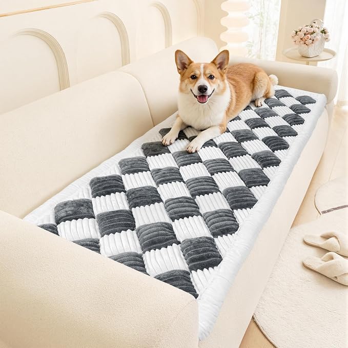 Vaukki Couch Cover for Dogs Washable, Non Slip Dog Sofa Pad Topper, Fuzzy Pet Sofa Cover for 3 Cushion Couch Pet Friendly, Furniture Protector Dog Bed Mat for Large Dogs (27.6''x70.9'', Grey) - Image 6