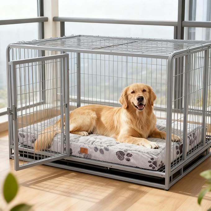 35"x22" Orthopedic Dog Bed for Crate Sherpa Pet Bed, Dark Grey | Egg Crate Support, Waterproof Dog Bed, Machine Washable Removable Cover, Soft Sherpa Dog Crate Bed, Anti Slip Bottom - Image 9