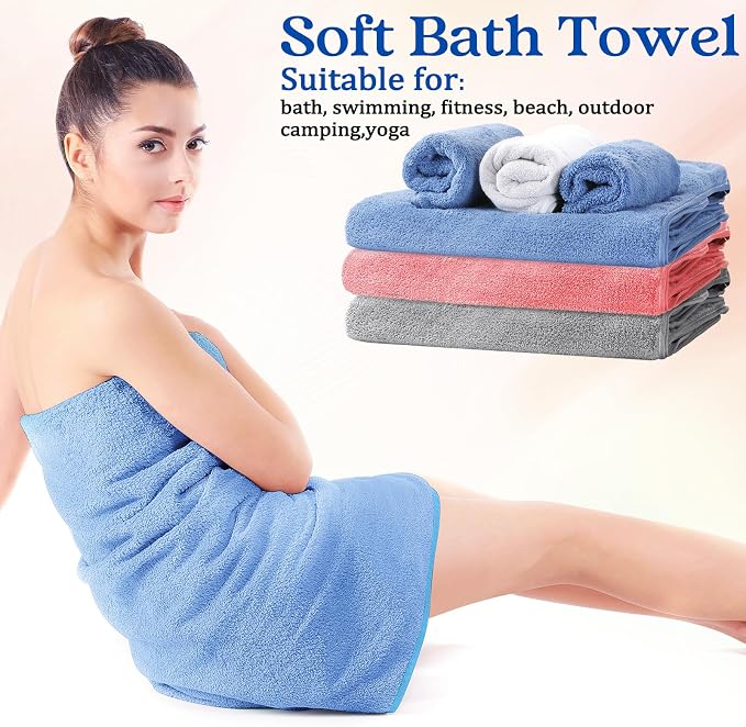 Moukeren 18 Pcs Microfiber Bath Towel Set 6 Bath Towels 6 Hand Towels 6 Washcloths Soft Coral Velvet Highly Absorbent Bathroom Towel for Fitness Sports Yoga Travel(Classic Colors) - Image 5