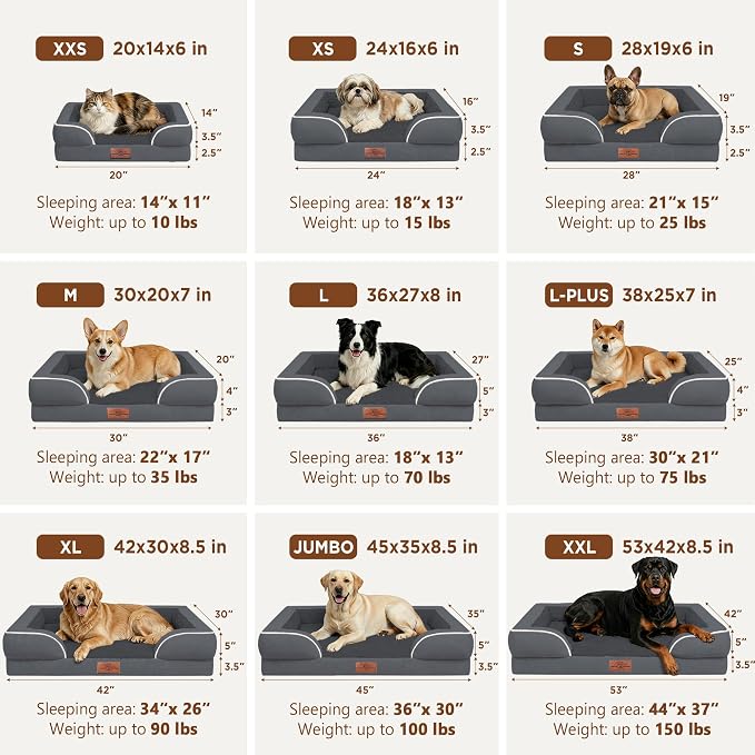 Comfort Expression Orthopedic Dog Beds for Large Sized Dog with Bolster | Waterproof Dog Couch Bed with Washable Cover & Non-Slip Bottom, Supportive Egg Crate Foam Large Pet Bed, 36x27 Inch - Image 8