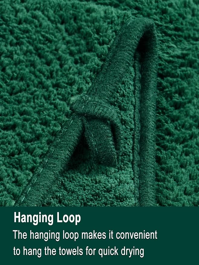 Extra Large Bath Sheet Set 3-Piece, 1 Bath Towel 40x80 Inches, 1 Hand Towel, 1 Washcloth, Soft Absorbent Quick Dry Microfiber Towel for Bathroom Beach Pool Gym Spa, Dark Green - Image 6