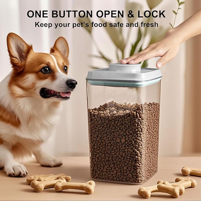 Dog Cat Pop Food Storage Container Airtight Pet Treat Container 2.8qt*2 | Stackable Pet Storage Bin Pop Lid Plastic Container for Kibble & Treats BPA-Free One-Touch Opening for Kitchen Organizer - Image 3