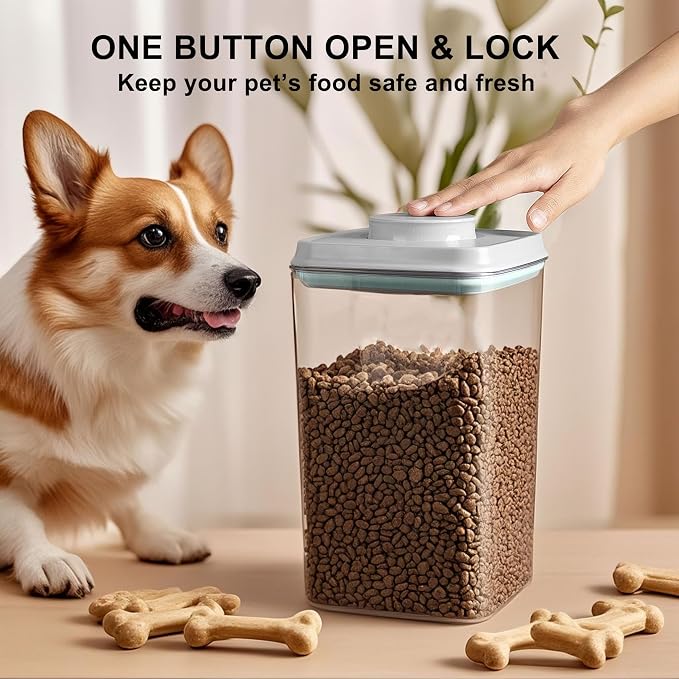 Dog Cat Pop Food Storage Container Airtight Pet Treat Container 2.8qt *1 | Airtight Dog Food Container for Kibble & Treats, BPA-Free Stackable Pop Up Lid Plastic Container One-Touch Opening - Image 3