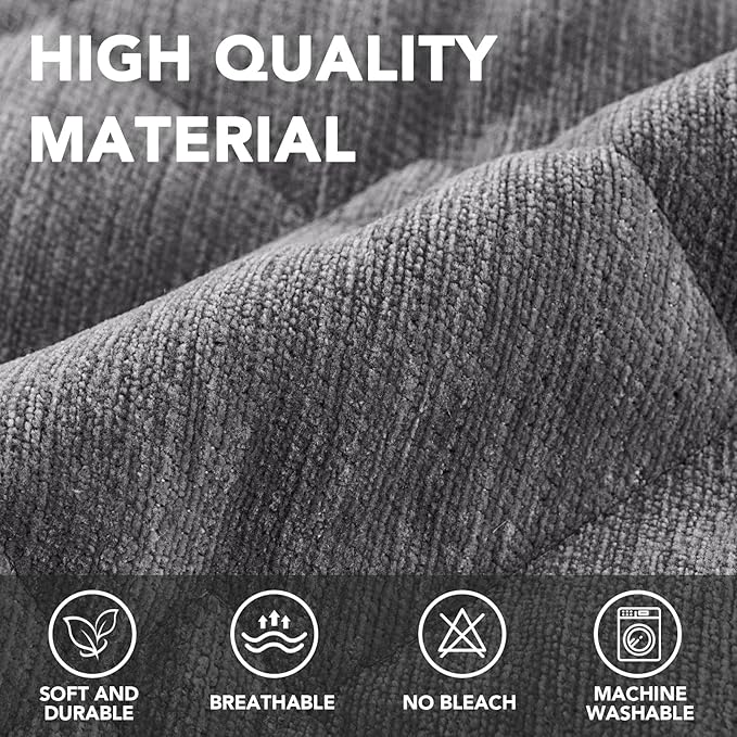 H.VERSAILTEX Couch Cover Chenille Pet Fuzzy Sofa Covers for 3 Cushion Couch Anti Slip Washable Sofa Slipcovers with Strap Soft Couch Protector Cover for Dogs Cats Kids(27.6" x 82", Light Grey) - Image 3