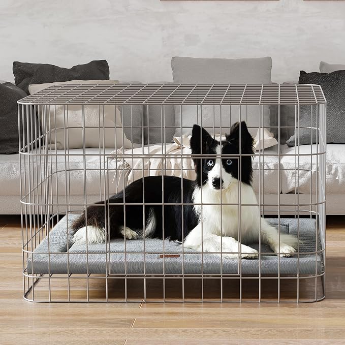Dog Bed for Crate, Small Dog Crate Beds, Washable Pet Bed Mat Kennel Pad | 24" Pet Beds Mat W/ Soft Wavy Plush Comfortable Anti-Slip Sleeping Mattress for Dogs & Cats,Grey - Image 2