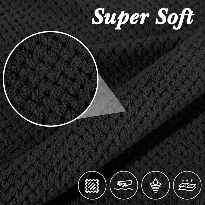 Newwiee 4 Pcs Oversized Bath Towel 40'' x 80'' Bath Sheet,Black | Fluffy Microfiber Quick Dry, Extra Large Bathroom Towel, Soft Absorbent Adult Shower Sheet, Fall Halloween Decor, Spa Beach - Image 3