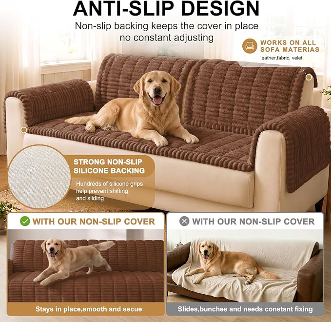 Smiry Couch Cover for Dogs, Non Slip Washable Sofa Protector for Pets | Soft Furniture Cover for Leather & Fabric Couches, Cozy Protect Against Fur, Dirt & Messes, Pet Friendly, 35.4"x95" - Image 10