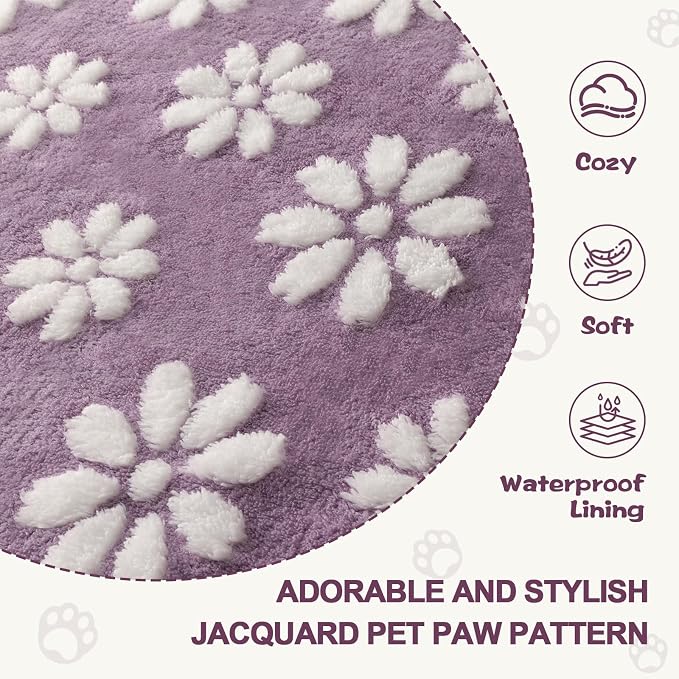 Cute Waterproof Blanket for Dog Puppy Cat, 30"x40", Purple | 3D Textured Flower Pet Blanket for Bed Couch Sofa, Soft Liquid Pee Proof Pet Furniture Protector - Image 5