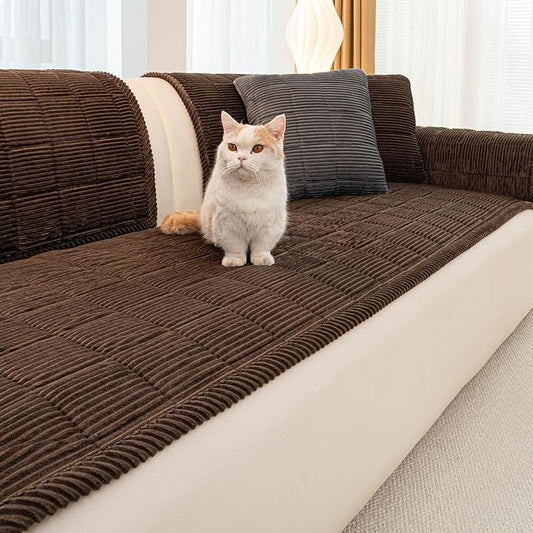 Dog Couch Cover for Sofas, Pet Couch Cover Washable, Funny Fuzzy Plush Sofa Covers for Dogs, Non Slip Sofa Covers, Sofa Pad Furniture Protector for L Shaped(1PC, Dark Brown, 27.5"x 70.9") by JPGGD