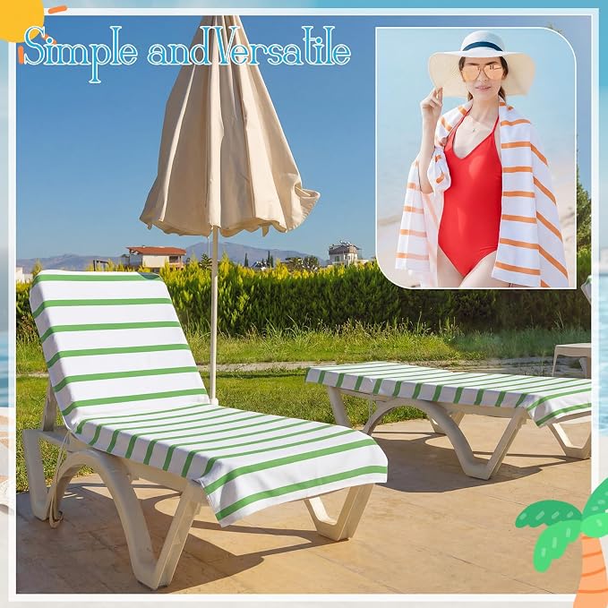 EBOOT 10 Pack Oversized Beach Towel Set Extra Large Pool Towels Microfiber Quick Dry Swim Blanket for Adult Women Men Face Hand Body Bath Travel Pool(Mixed Color,28 x 59 Inch,Classic Stripe) - Image 6