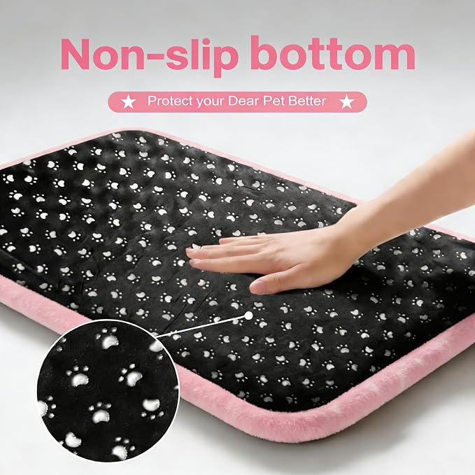 Dog Bed Mat, Reversible Crate Pad & Cute Dog Bed - Machine Washable Kennel Mat with Ultra Soft for Small Dogs (Big&Small Stars Pink, 24" L*18" W*1.5" Th) - Image 4