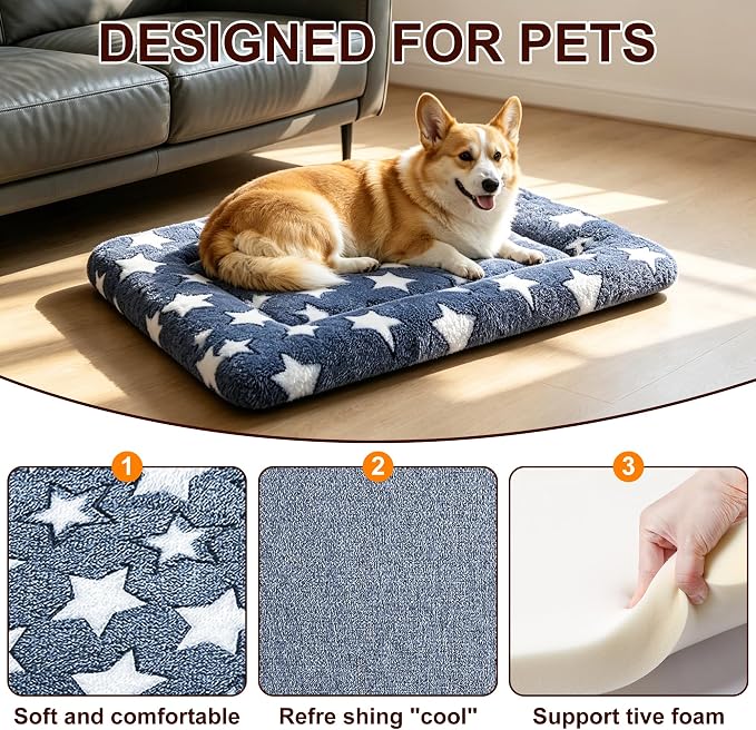 Dog Bed Mat, Reversible Crate Pad & Cute Dog Bed - Machine Washable Kennel Mat with Ultra Soft for Medium Dogs - Image 3
