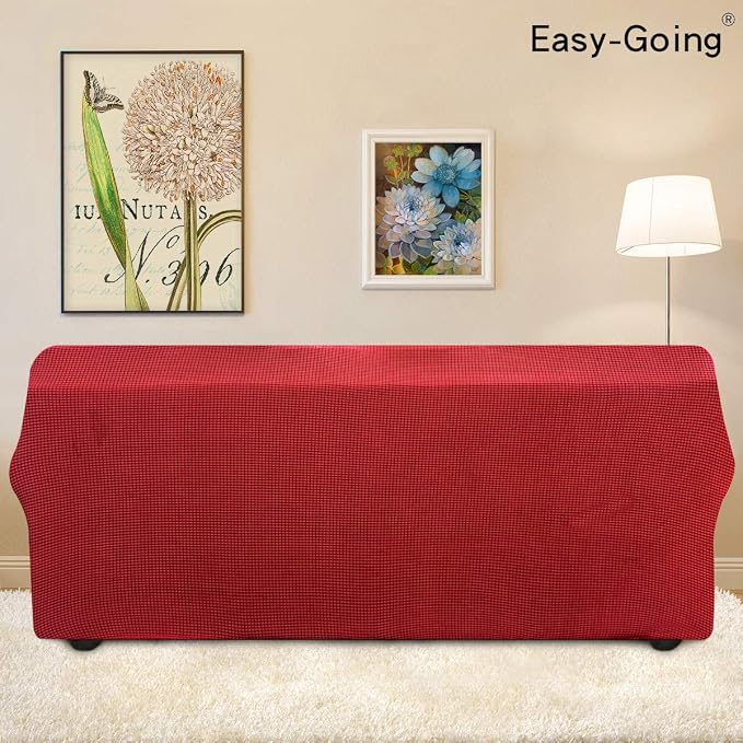 Easy-Going Stretch Oversized Sofa Couch Slipcover Washable Christmas Red | 1-Piece Extra large Sofa Cover Furniture Protector Couch Soft with Bottom for Kids, Polyester Spandex Jacquard - Image 4