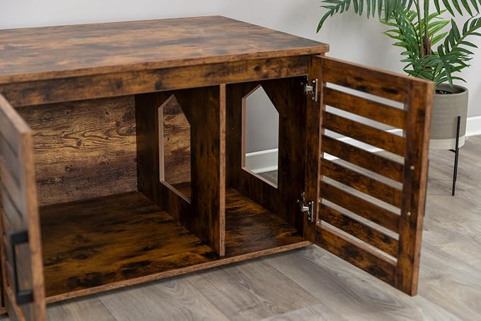 Trixie XL Farmhouse Litter Box Enclosure, Indoor Cat Furniture, Hidden Litter Box Cabinet or End Table, Brown - Image 5