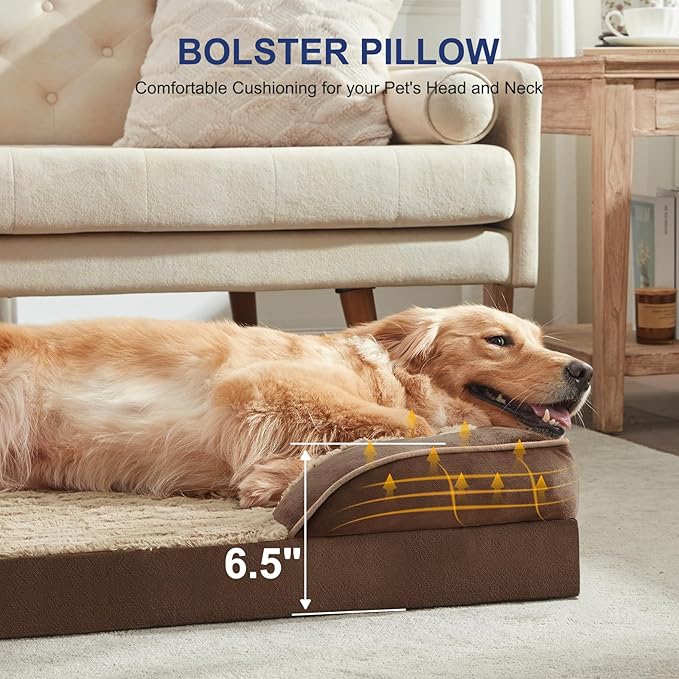 FURTIME Orthopedic Dog Bed for Medium Size Dog, Waterproof Dog Beds, 35x25x6.5 Supportive Foam Pet Couch Bed with Removable Washable Cover and Nonskid Bottom - Image 4