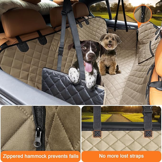 URPOWER XL Dog Seat Cover for Full-Size Truck Back Seat, Waterproof Hammock | 600D Oxford, Side Flaps with Zippers, Scratch Resistant, Non-Slip, Easy Install, Machine Washable, Dog Seat Belt Included - Image 2