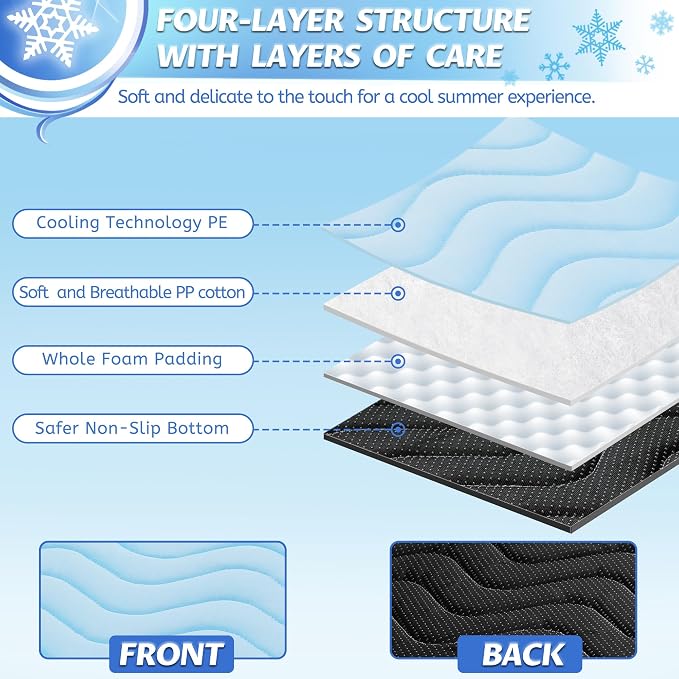 Cooling Mat for Dogs Extra Large, 59"x40" Breathable Cold Crate Pad for Pet with Non-Slip Bottom, Washable Waterproof Cool Fiber Pet Cooling Pad for Dog Bed Indoor/Outdoor Summ - Image 4