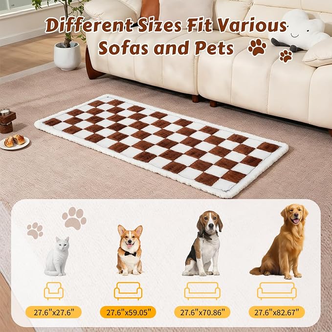 Pet Couch Cover for Dogs & Cats, Soft Flannel Non-Slip Couch Sofa Cover Protector, Dog Bed Sleeping Mat, Washable Reversible Anti-Slip Dog Bed for Small Medium Large Pets(27.6X59.05,Brown) - Image 3
