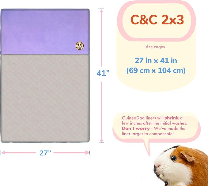 GuineaDad Original Reusable Cage Liner – Blue Fleece Bedding with Burrowing Pocket – Extra Absorbent Bamboo Core & Waterproof Bottom – Fits 2x3 C&C Guinea Pig Cages – Small Pet Supplies - Image 2