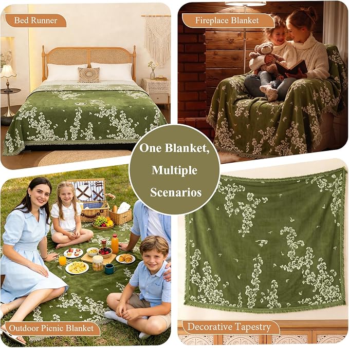 STACYPIK Vintage Green Ginkgo Sofa Cover for Pets, Botanical Floral Couch Cover for Sectional, Farmhouse Furniture Protector for 2 Cushion Couch Washable, Soft Loveseat Slipcovers Blanket-71X118IN - Image 6