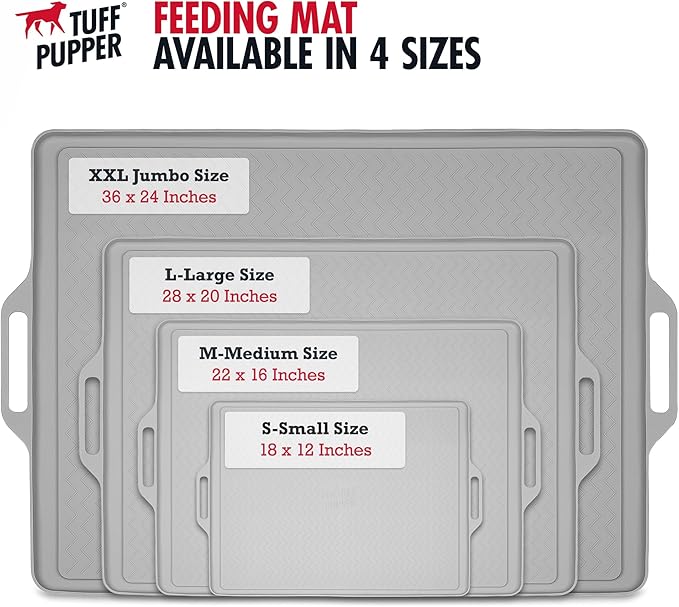 Tuff Pupper 28x20 Large Dog Feeding Mat for Food and Water | Dog Food Mats for Floors | Waterproof Dogs Water Bowl Mats | Dogs Placemats Pet Food-Mat | Silicone Feeding Mat for Cats and Cat Bowls - Image 6