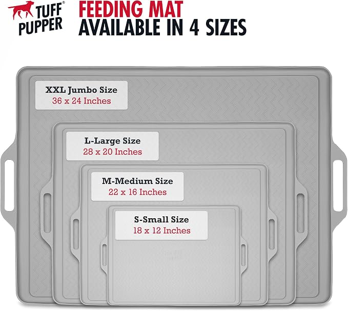 Tuff Pupper 22x16 Medium Dog Feeding Mat for Food and Water | Dog Food Mats for Floors | Waterproof Dogs Water Bowl Mats | Dogs Placemats Pet Food-Mat | Silicone Feeding Mat for Cats and Cat Bowls - Image 6