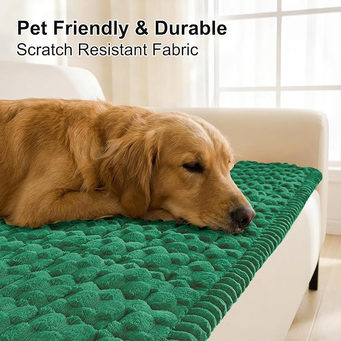 Smiry Non Slip Couch Covers for Dogs, Scratch Resistant Pet Sofa Protector | Machine Washable Soft Fuzzy Thick Furniture Cover for Sofa Loveseat Sectional Large Dogs, Emerald Green, 27.6" x 27.6" - Image 3