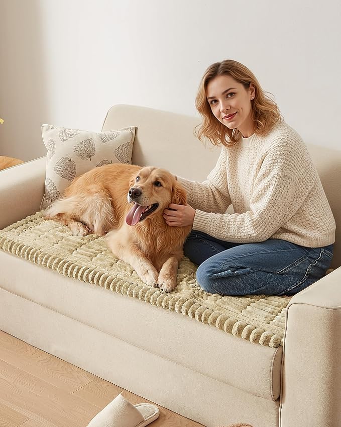 Couch Cover for Dogs Cats, Non Slip Washable Pet Sofa Protector, Plush | Polyester plush, non-slip silicone, machine washable, sofa sectional loveseat recliner, fur scratches muddy paws protection - Image 7