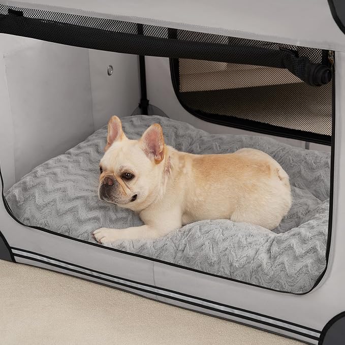 EHEYCIGA Washable Small Dog Bed for Crate 23x18 Inch, Kennel Pad for Puppy Up to 25 lbs, Plush and Comfy Pet Sleeping Mat, Grey - Image 8