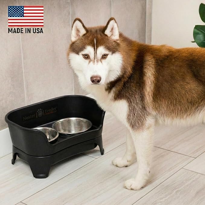 Neater Feeder Express Mess Proof Dog Bowls Elevated for Medium to Large Sized Breed, No Spill Raised Dog Food Bowl Stand, Stainless Steel Food and Water Bowl Set, Pet Dish Feeding Station, Black - Image 2