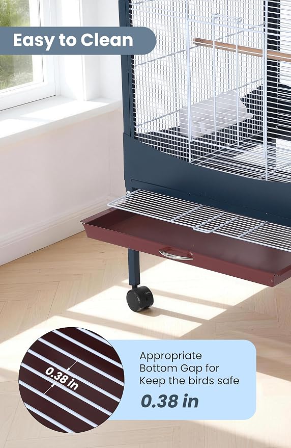 Garvee Bird Cage, 66''H Extra Large Bird Cage, w/Removeble Tray, Waterproof Roof, Easy to Clean, Lockable Caster, Indoor& Outdoor Application for Conure,Macaw,Budgie,Cockatiel,Lovebirds,Parakeet | w/Removeble Tray, Waterproof Roof, Easy to Clean, Locka... - Image 5