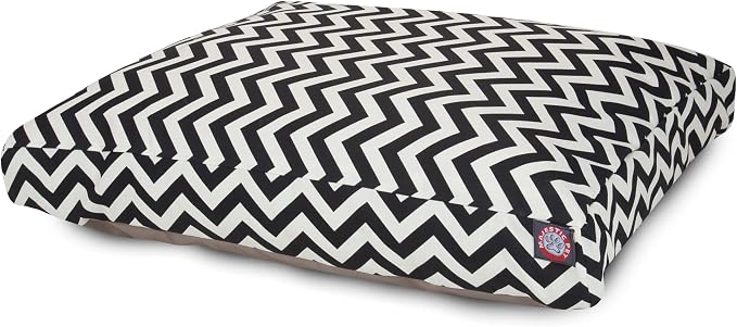 Majestic Pet Chevron Rectangle Dog Bed Washable – Non Slip Comfy Pet Bed – Crate Bed with Removable Washable Cover – Kennel Bed for Sleeping, Polyester Fiber, Medium, Black by MajesticPet
