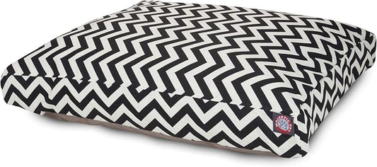 Majestic Pet Chevron Rectangle Dog Bed Washable – Non Slip Comfy Pet Bed – Crate Bed with Removable Washable Cover – Kennel Bed for Sleeping, Polyester Fiber, Medium, Black by MajesticPet