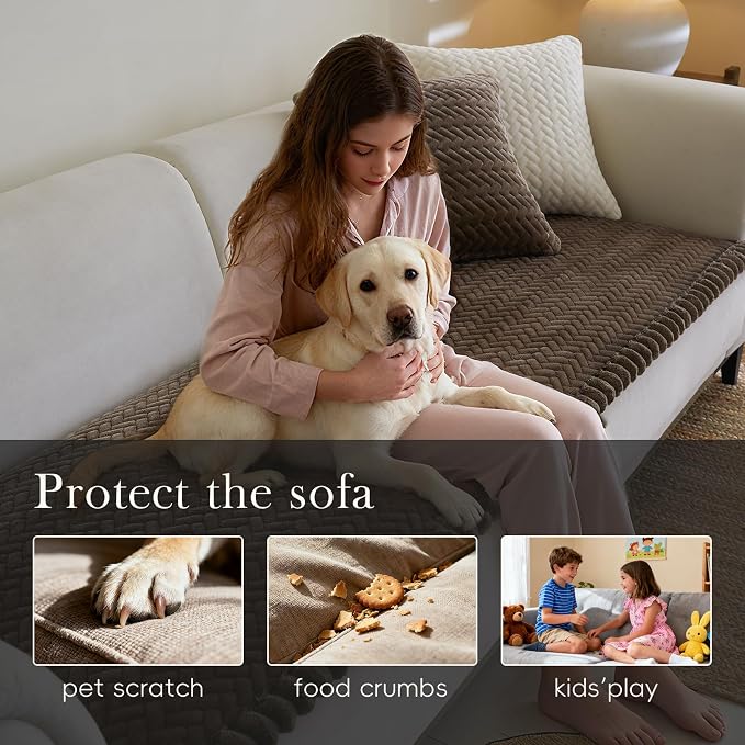 Couch Covers for Dogs, Dog Sofa Covers Washable, Dark Brown Non Slip Pet Couch Protector Blanket for 3 Cushion and Sectional Sofas - Image 3