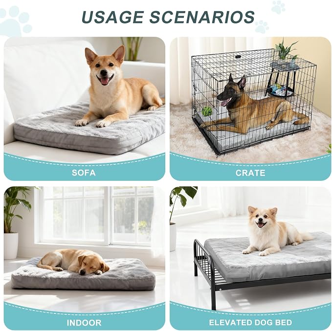 Explore Land Waterproof Dog Bed Cover Machine Washable Fluffy Dog Bed Replacement Cover for 48 Inch Crate, 48Lx30Wx4H inch, Gray - Image 6