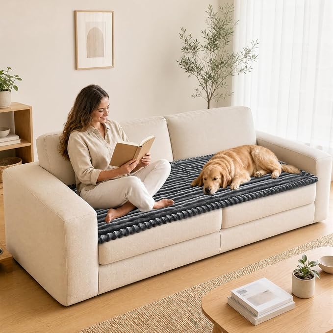 NAISI Pet Couch Covers for Sofa with Thick Filling and Non-Slip Bottom Sectional Sofa Covers Washable Friendly for Pets(1pc/27.5"x 59",Dark Grey) - Image 2