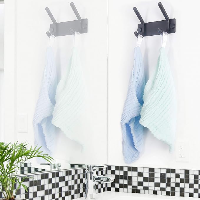 WEBI Coat Rack Wall Mounted,2 Coat Hooks for Hanging Coats,Hook Rack Hook Rail Coat Hanger Wall Coat Rack with Hooks for Clothes,Jacket,Black - Image 3