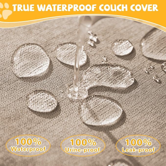 Waterproof Non-Slip Couch Cover for Pets & Dogs, Khaki 79" x 118" | Pet Sofa Cover, Washable, Pet Friendly, Anti Cat Scratch, Furniture Protector, for 3 Cushion Couch Sectional L Shaped Sofa - Image 3