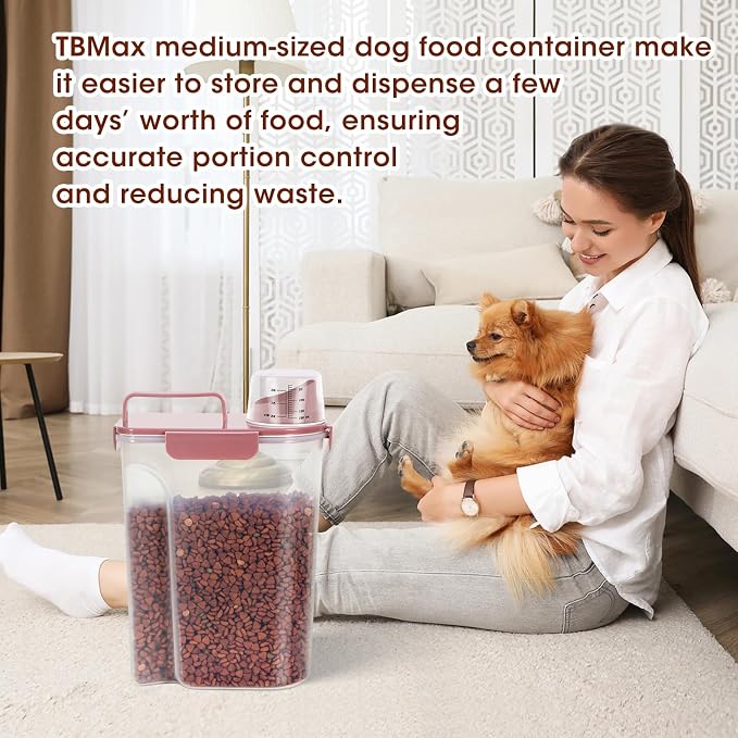 TBMax Portable Dog Food Storage Container 5 to 7 Lbs, Airtight Cat Food Container with Large Spout & Cup, Pet Food Storage Dispenser for Small Animal Kibble Storage, Dog Treat Bird Seed Container - Image 5